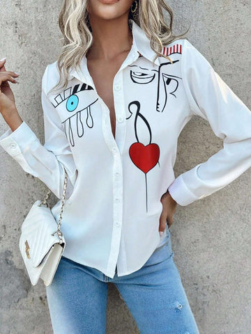 LUNE Men's Long Sleeve Printed Casual Shirt With Full-Zipper Fron