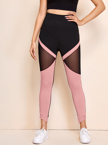 LUNE Mesh Insert Colorblock Leggings