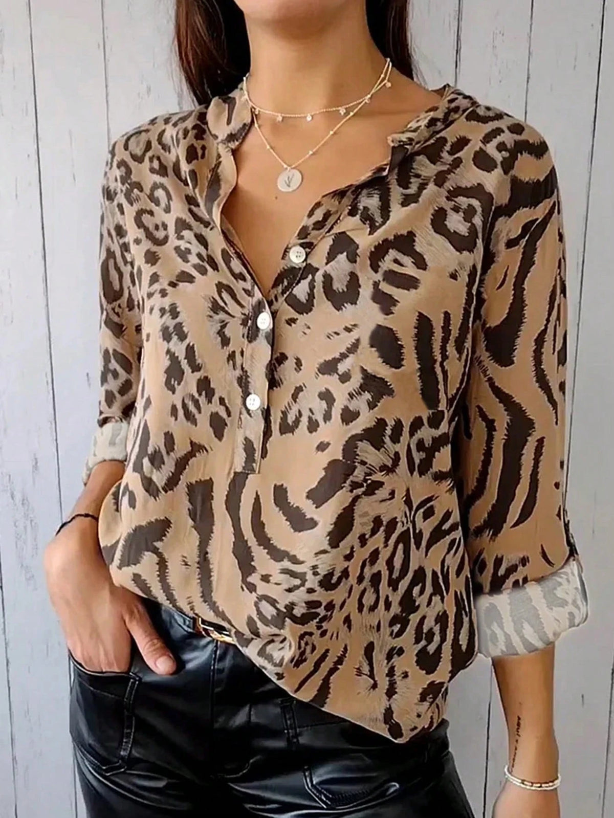 LUNE New Casual Loose Ditsy Floral Long Sleeve Women Blouse