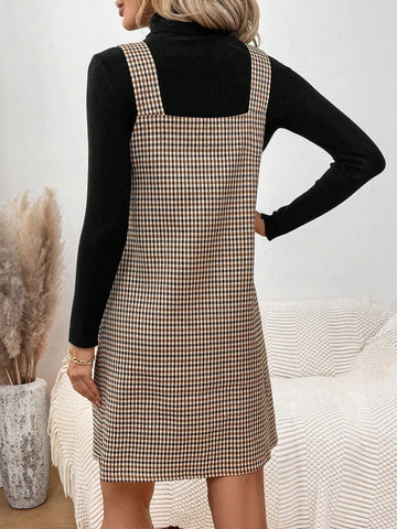 New Flannel Plaid Suspender Short Dress