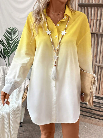 LUNE Ombre Cardigan Shirt, Casual Daily Wear