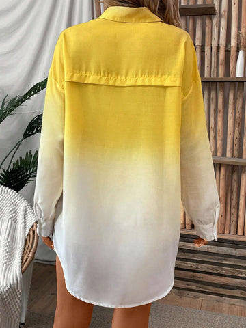 LUNE Ombre Cardigan Shirt, Casual Daily Wear