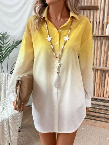 LUNE Ombre Cardigan Shirt, Casual Daily Wear