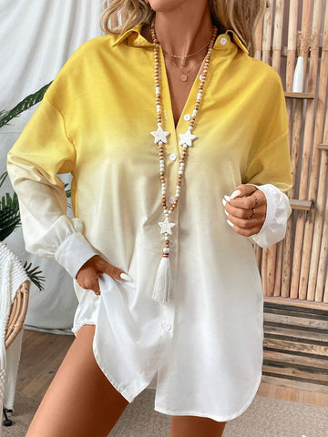 LUNE Ombre Cardigan Shirt, Casual Daily Wear