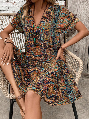 Paisley Printed Vacation Dress