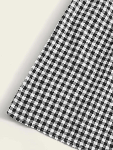 LUNE Paperbag Waist Belted Gingham Skirt