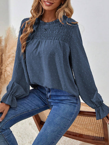 LUNE Plain Textured Long Sleeve Casual Shirt For Autumn