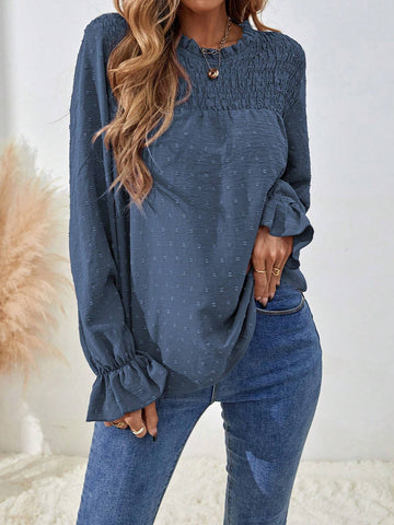 LUNE Plain Textured Long Sleeve Casual Shirt For Autumn