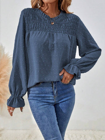 LUNE Plain Textured Long Sleeve Casual Shirt For Autumn