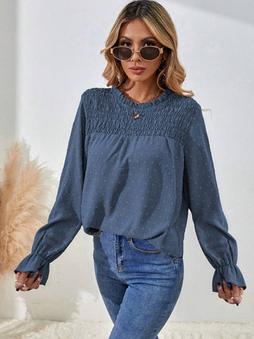LUNE Plain Textured Long Sleeve Casual Shirt For Autumn