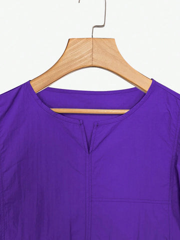 LUNE Plain V-Neck Short Sleeve Shirt For Summer