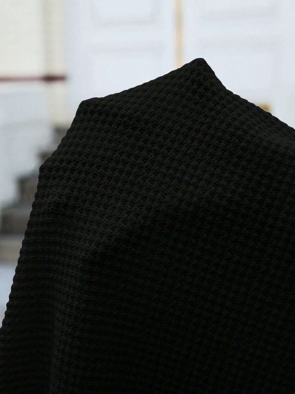 LUNE  Plus Size Zipper Polo Collar Tee With Black Trim & Waffle Pattern Design On Shoulders, Short Sleeves, Breathable And Stretchy Fabric