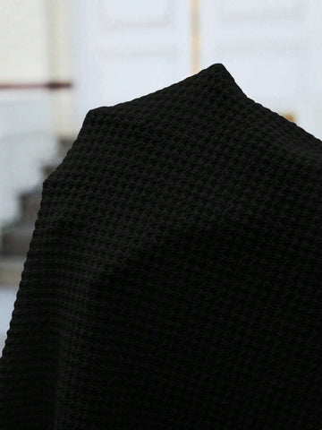 LUNE  Plus Size Zipper Polo Collar Tee With Black Trim & Waffle Pattern Design On Shoulders, Short Sleeves, Breathable And Stretchy Fabric