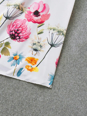 Positioning Flower Print Dress With Bowknot Decoration