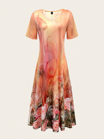Romantic Beach Rose Pink Split Front A-Line Dress