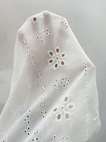 LUNE Ruffle Cuff Long Sleeve White Embroidery Romantic Date Shirt For Women