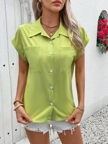 LUNE Shirt Collar Button Design Casual Women's Dress