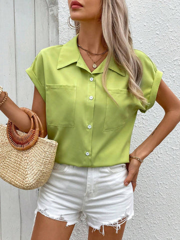 LUNE Shirt Collar Button Design Casual Women's Dress