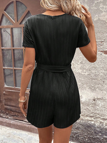 Short Sleeve Texture Romper