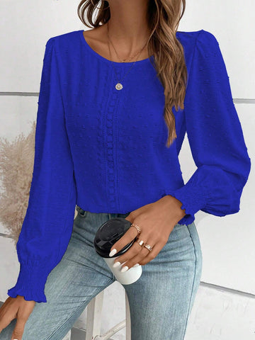 LUNE Simple Solid Color Crew Neck Casual Everyday Shirt
