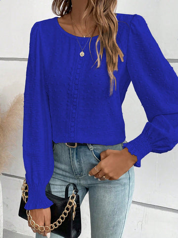 LUNE Simple Solid Color Crew Neck Casual Everyday Shirt