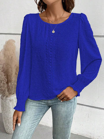 LUNE Simple Solid Color Crew Neck Casual Everyday Shirt