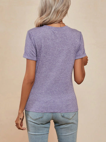 Slogan Graphic V Neck Tee