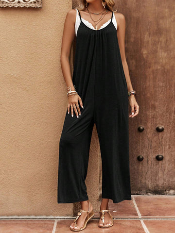 Solid Cami Jumpsuit Without Cami Top