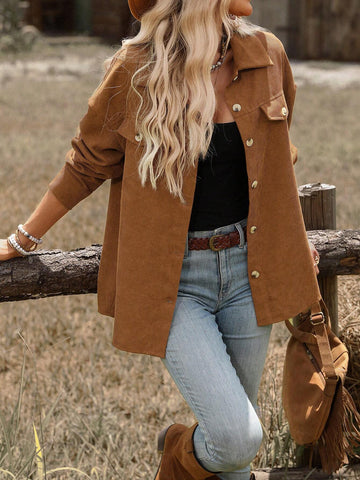 LUNE Solid Color Button-Up Casual Long Sleeve Shirt