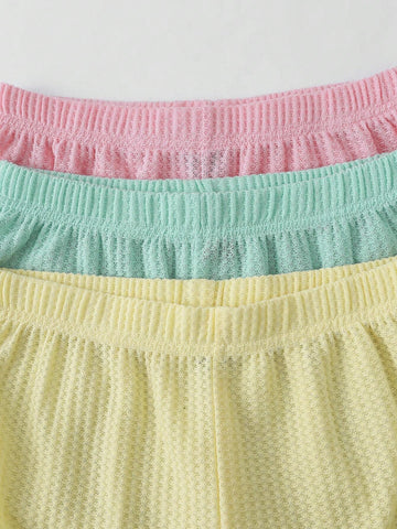 Solid Color Casual Cami Top And Elastic Waistband Shorts Set