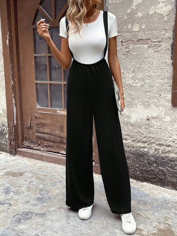 Solid Color Casual Overalls Jumpsuit