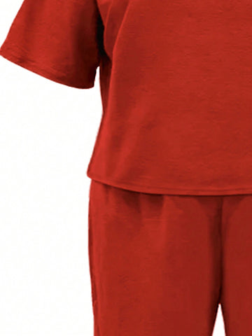 Solid Color Casual Two-Piece Set