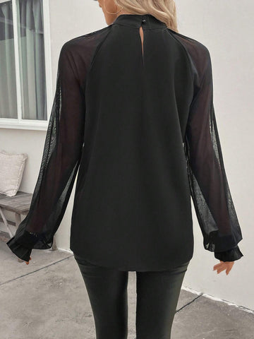 LUNE Solid Color Mesh Casual Everyday Shirt