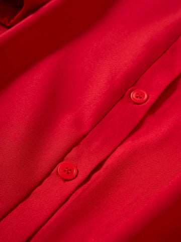 Solid Color Notched Neckline Short Sleeve Wrap Dress