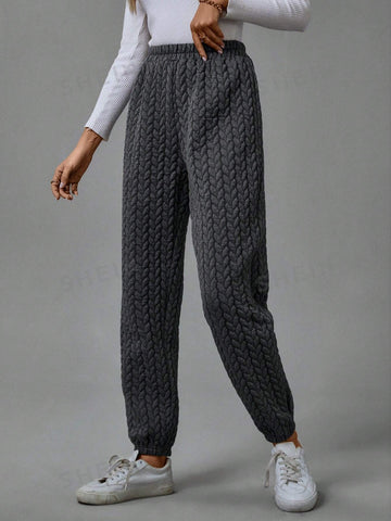 LUNE Solid Elastic Waist Sweatpants