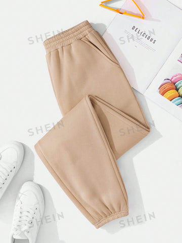 LUNE Solid Elastic Waist Sweatpants