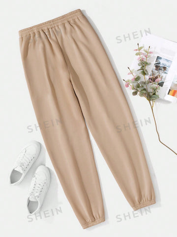 LUNE Solid Elastic Waist Sweatpants