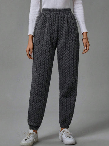 LUNE Solid Elastic Waist Sweatpants