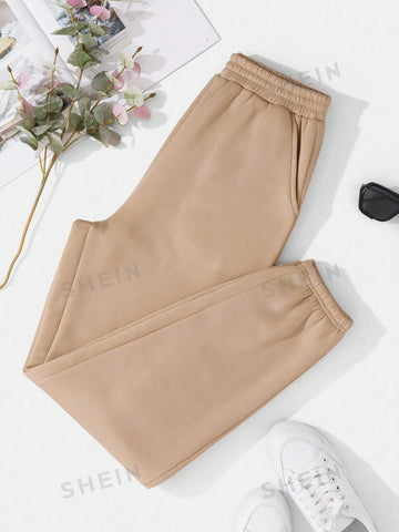 LUNE Solid Elastic Waist Sweatpants