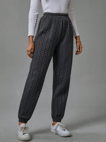 LUNE Solid Elastic Waist Sweatpants