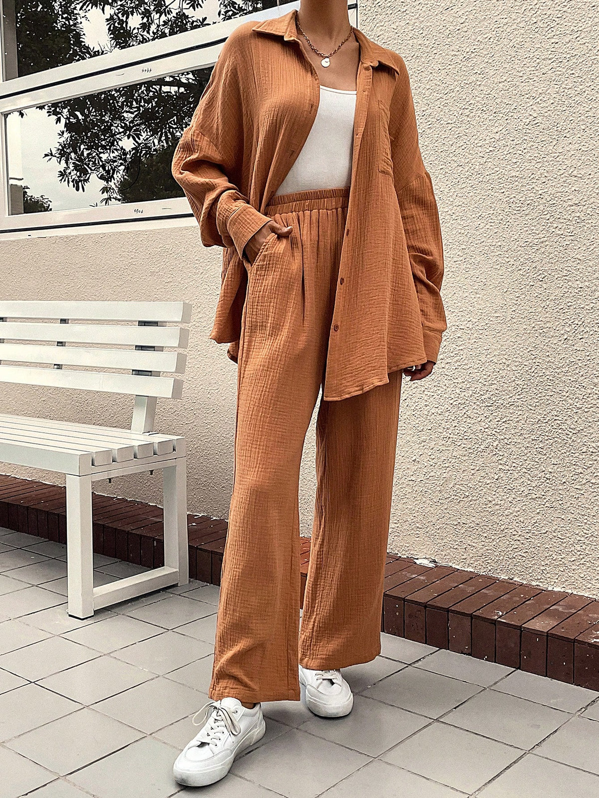 Solid Straight Leg Pants