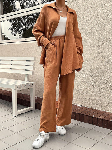 Solid Straight Leg Pants