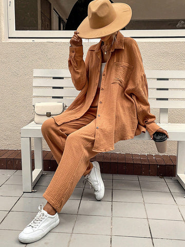 Solid Straight Leg Pants