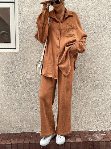Solid Straight Leg Pants