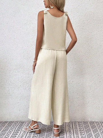 Solid Tank Top & Wide Leg Pants