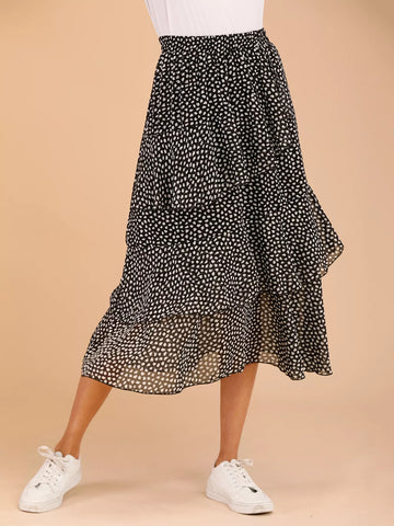 LUNE Splodge Print Tiered Layer Skirt