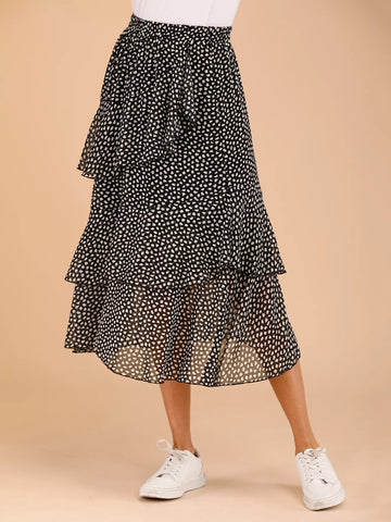 LUNE Splodge Print Tiered Layer Skirt