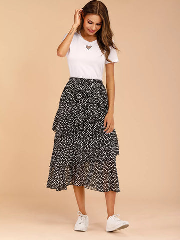 LUNE Splodge Print Tiered Layer Skirt