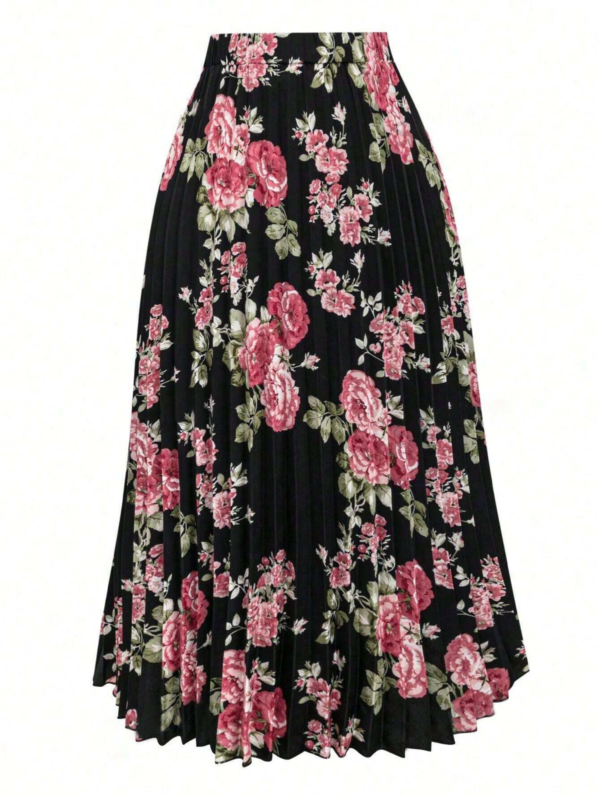LUNE Spring/Summer Casual Randomly Cut Floral Print Pleated Skirt