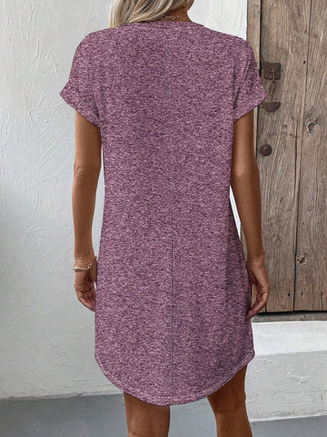 Spring Summer Ombre Linked Heart Print Loose Casual Midi Dress